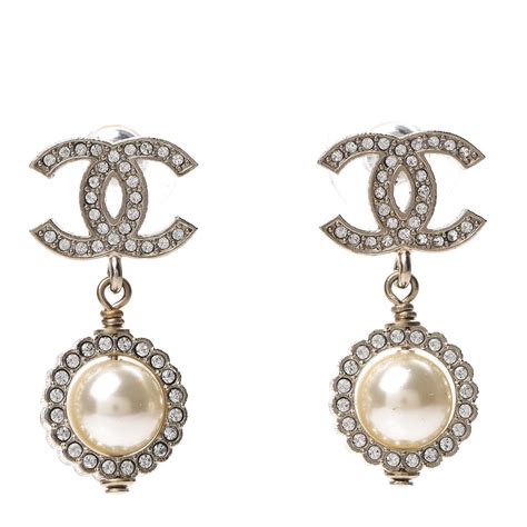 chanel crystal pearl cc drop earrings